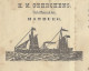 1891 EXCEPTIONNEL ENTETE BILL OF LADING KONNOSSEMENT H.M. GEHRCKENS De Hamburg Hambourg à Stettin Pologne  Alcool Cognac - 1800 – 1899