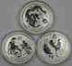 Australien: Elizabeth II. 1952-2022: Lunar II. Serie, 3 X 1 Dollar (2012 Drache, - Other & Unclassified