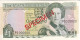 Jersey Banknote (Pick 15s) One Pound SPECIMEN Overprint Code FC - Superb UNC Condition - Jersey