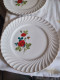 Cinq Assiettes Plates Faïence Keller & Guérin Décor De Fleurs  Modèle Tradition - Lunéville (FRA)