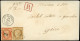 Let EMISSION DE 1849 - 1 Et 5, 10c. Bistre Et 40c. Orange, Obl. PC 2610 S. Env. RECOMMANDEE, Càd T15 QUILLEBEUF 29/1/53, - 1849-1876: Classic Period