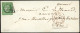 Let EMISSION DE 1849 - 2    15c. Vert, Obl. GRILLE S. Env., Càd Rouge B LEV De 2h 1/2 B/Don De HhS/P.P., Au Verso Càd PA - 1849-1876: Klassik