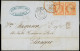 Let EMISSION DE 1849 - 5    40c. Orange, PAIRE Obl. PC 898 S. LAC, Càd T15 COGNAC 8/7/(53), Arr. GLASGOW 11/7, TTB - 1849-1876: Période Classique