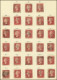 GRANDE BRETAGNE 26 : 1p. Rouge Carminé, 151 Ex. Obl., N° De Planches Différents, Dont N°225, Dans L'ensemble TB - Used Stamps