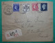 N°674 + 676 + 684 + 735 CERES MAZELIN DULAC ARMOIRIES RECOMMANDE PARIS POUR ST EMILION GIRONDE 1945 LETTRE COVER FRANCE - 1945-47 Cérès Van Mazelin