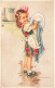 ENFANTS - Dessins D'enfants - Petite Fille - Colorisé -  Carte Postale  Ancienne - Children's Drawings
