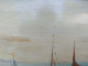 Delcampe - Ancien Tableau Marine Huile Sur Panneau Paysage Marin Animée Bateau Pêcheurs 01 - Huiles