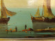 Delcampe - Ancien Tableau Marine Huile Sur Panneau Paysage Marin Animée Bateau Pêcheurs 01 - Huiles