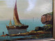 Delcampe - Ancien Tableau Marine Huile Sur Panneau Paysage Marin Animée Bateau Pêcheurs 01 - Huiles