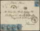 1865, N° 15 B '20c Blauw, Tanding 14 1/2' (5x) Los Op Brief Van Termonde Naar Rome 14/12/1865, Met Speciale Stempel N'Af - 1863-1864 Medaillen (13/16)