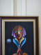 Alain RIGOLLIER (1955- ) Huile Sur Toile "Portrait Femme Aux Yeux Bleus" Inspiration Cubiste école Française - Acryl
