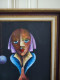 Delcampe - Alain RIGOLLIER (1955- ) Huile Sur Toile "Portrait Femme Aux Yeux Bleus" Inspiration Cubiste école Française - Acrylic Resins