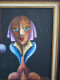 Delcampe - Alain RIGOLLIER (1955- ) Huile Sur Toile "Portrait Femme Aux Yeux Bleus" Inspiration Cubiste école Française - Acryl