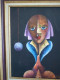 Delcampe - Alain RIGOLLIER (1955- ) Huile Sur Toile "Portrait Femme Aux Yeux Bleus" Inspiration Cubiste école Française - Acrylic Resins
