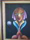 Delcampe - Alain RIGOLLIER (1955- ) Huile Sur Toile "Portrait Femme Aux Yeux Bleus" Inspiration Cubiste école Française - Acryliques