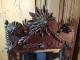 Ancien Miroir Bois Sculpté Fleurs Art Populaire Fin XVIIIeme Début XIXème - Other & Unclassified