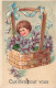 FANTAISIES - Cueillies Pour Vous - Petite Fille Dans Un Panier à Fleurs - Colorisé -  Carte Postale Ancienne - Bébés