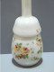 Delcampe - -ANCIENNE BOUTEILLE En OPALINE BLANCHE Décor Roses Peintes émail Vitrine    E - Vases