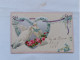 BEAUTIFUL ANTIQUE RELIEF POSTCARD VALENTINE DAY DOVES INSIDE A GREY HEART CIRCULATED 1908 - Valentinstag