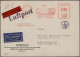 Air Mail - Germany: 1921/1957, Partie Von Sechs Flugpostbelegen, Dabei Privatgan - Luft- Und Zeppelinpost