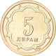 Monnaie, Tadjikistan, 5 Drams, 2001, St. Petersburg, SPL, Brass Clad Steel - Takiyistán