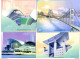 Hong Kong Modern Landmarks 1997 Set Of Four Postage Prepaid Picture Cards 200120 - Postwaardestukken