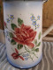 Ancienne Cafetière Émaillée Décor Fleurs Roses - Other & Unclassified