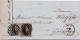 34234# BELGIQUE LEOPOLD MEDAILLON ARRONDI N° 10A X 2 LETTRE Obl P 62 HUY 1863 Pour GOSSELIES - 1849-1865 Medallions (Other)