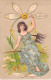 Fantaisie - Fée Effeuillant Une Marguerite - Je T'aime Beaucoup - Carte Postale Ancienne - - Contes, Fables & Légendes