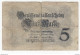 German Empire Darlehenskassenschein 5 MARK 1914 B201001 - 5 Mark