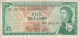 BILLETE DE EAST CARIBBEAN DE 5 DOLLARS DEL AÑO 1965  (BANKNOTE) - Caraïbes Orientales
