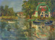 Roland DUBUC : Le Café Sur Les Berges, Huile Sur Toile Signée - Oelbilder