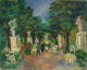 Roland DUBUC : Jardin Des Tuileries, Huile Sur Toile Signée - Olieverf