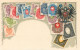 Timbres Sur Carte Postale Gaufrée - RUSSIE - DRGM 222744 Ottmar Zieher - Briefmarken (Abbildungen)