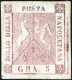 * 1858, 5 Gr. Rosa Brunastro I Tavola, Nuovo Con Gomma Originale, Cert. Biondi, Sass. 8 / 12000,- Michel 4 - Naples