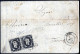 Cover 1853, Lettera Da Asti Il 3.5 Per Torino Affrancata Con Coppia 5 C. Nero, Cert. Sorani E Oro Raybaudi, Sass. 1 / 30 - Sardaigne