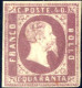 ** 1851, 40 C. Lilla Rosa, Nuovo Con Gomma Originale Integra, Cert. Sorani E Ghiglione, Sass. 3c / 93000,- Michel 3b - Sardaigne