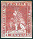 * 1851/52, 1 Cr. Carminio Cupo Su Azzurro, Nuovo Con Piena Gomma Originale, Filigrana 1, Cert. Enzo Diena E Oro Raybaudi - Toscane