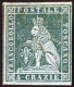 * 1851/52, 4 Cr. Verde Azzurro Su Azzurro, Nuovo Con Gomma Originale, Filigrana 1, Cert. Enzo Diena E Bolaffi (120 %), S - Toscana