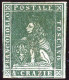 * 1857, 4 Cr. Verde, Nuovo Con Gomma Originale, Filigrana 2, Cert. Enzo Diena E Bolaffi (40 %), Sass. 14 / 20000,- Mi. 1 - Toskana