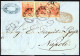 Cover 1853, Lettera Da Verona Del 11.7 Per Napoli Affrancata Con Tre 15 Cent. Rosa (due Gradazioni Di Colore) II Tipo Ca - Lombardije-Venetië