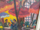 Delcampe - Ancien Tableau Terrasse De Restaurant Animée Fauvisme Signé - Oils