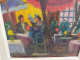 Delcampe - Ancien Tableau Terrasse De Restaurant Animée Fauvisme Signé - Oelbilder