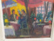 Delcampe - Ancien Tableau Terrasse De Restaurant Animée Fauvisme Signé - Oelbilder
