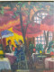 Delcampe - Ancien Tableau Terrasse De Restaurant Animée Fauvisme Signé - Oils