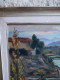 Delcampe - R. SORREL Huile Sur Toile Marouflée Sur Carton "Paysage De Montagne Rivière Et Ferme" Encadrée - Oelbilder