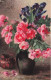 FLEURS - Roses Dans Un Vase - Colorisé - Carte Postale Ancienne - Blumen