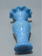 Delcampe - -JOLI PETIT VASE OPALINE De FOIRE De Couleur Bleue Décor Fleurs Clochettes   E - Vases