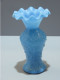 Delcampe - -JOLI PETIT VASE OPALINE De FOIRE De Couleur Bleue Décor Fleurs Clochettes   E - Vases