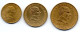 URUGUAY, Set Of Three Coins 1, 5, 10 Pesos, Nickel-Brass, Year 1968, KM # 49, 50, 51 - Uruguay